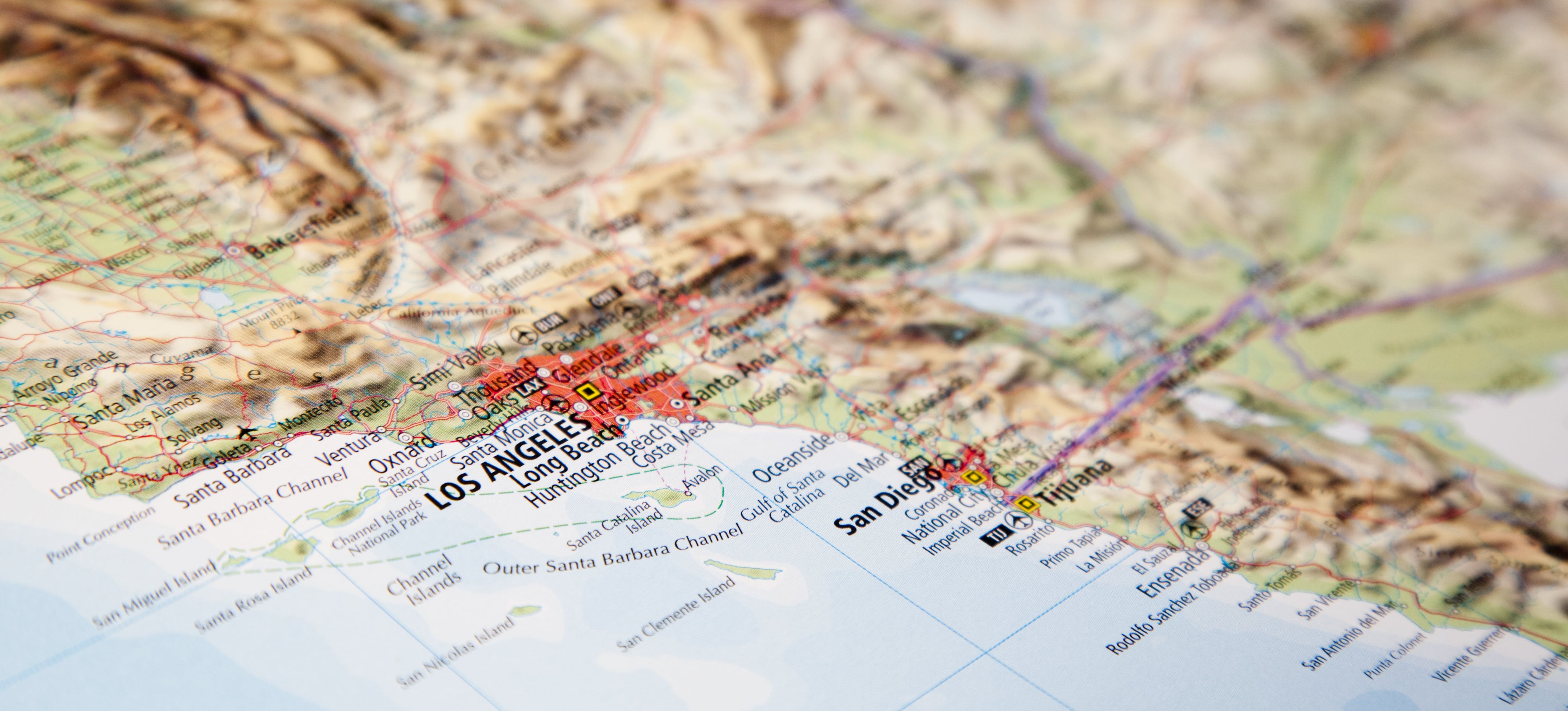 Map of Southern California with active earthquake faults