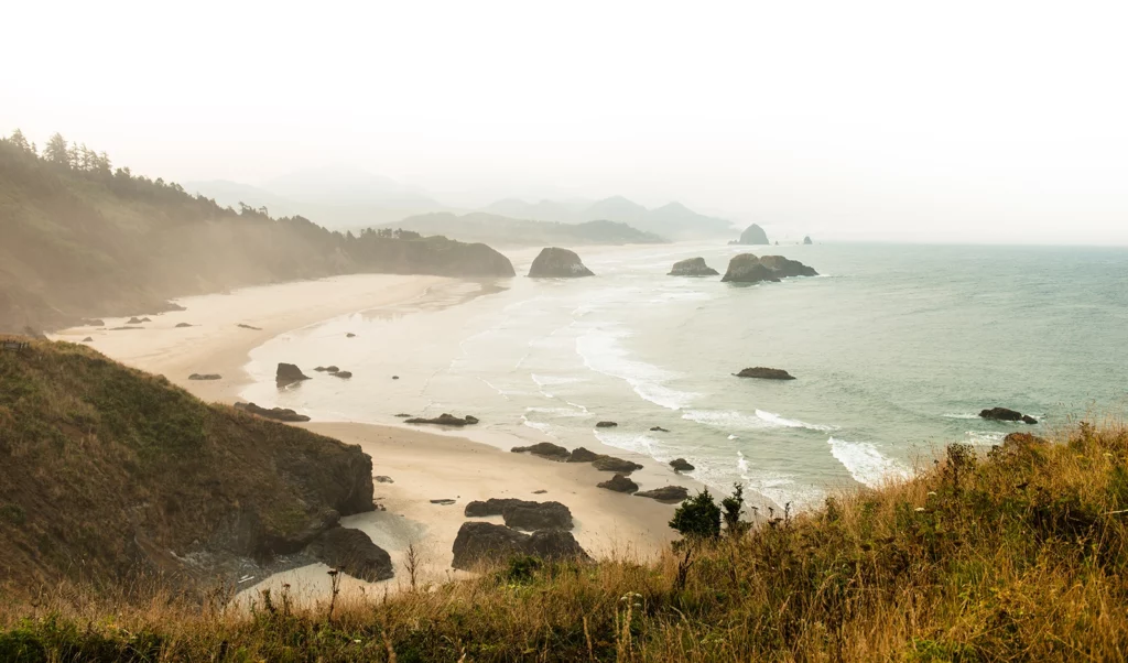 The Cascadia Subduction Zone extends along the coast of the Pacific Northwest. Pictured here: Escola State Park, Oregon Coast
