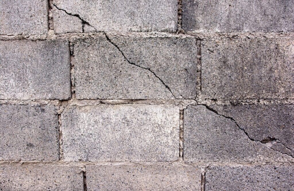 Earthquake damage in cement cinder block