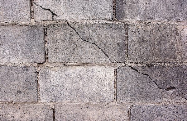 Earthquake damage in cement cinder block